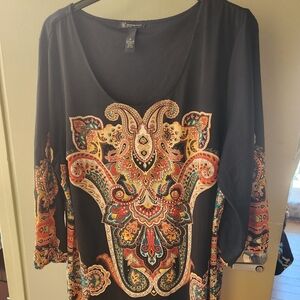 INC 3x Black Colorful Accented Dress w Crystals